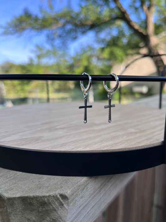 Silver Cross Huggie Hoops