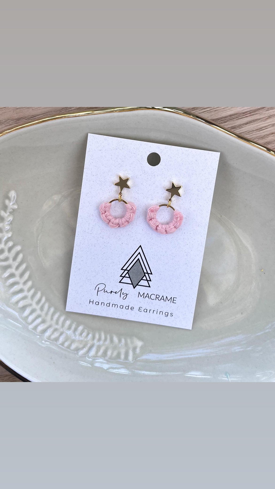 Gold & Pink Star Stud Earrings
