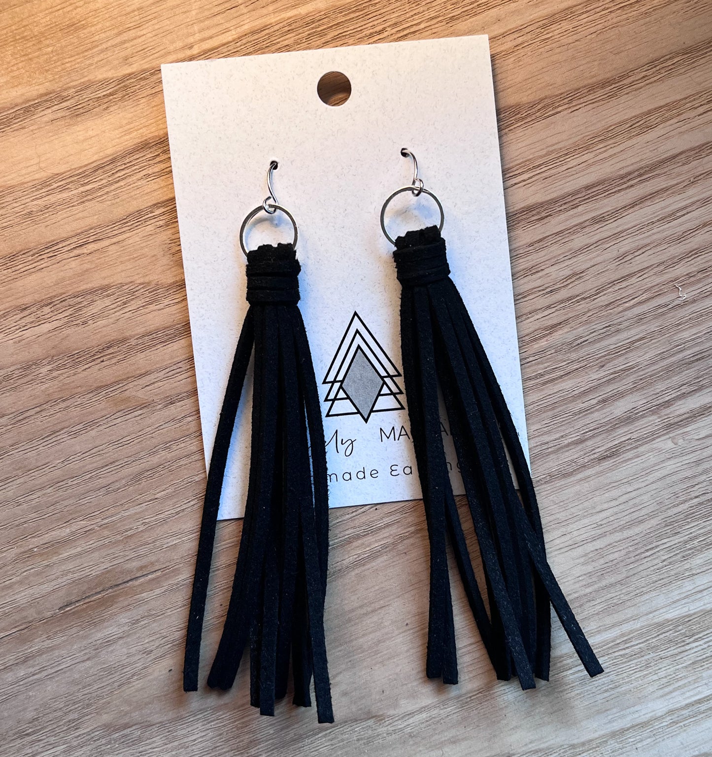 Black Faux Leather Tassels