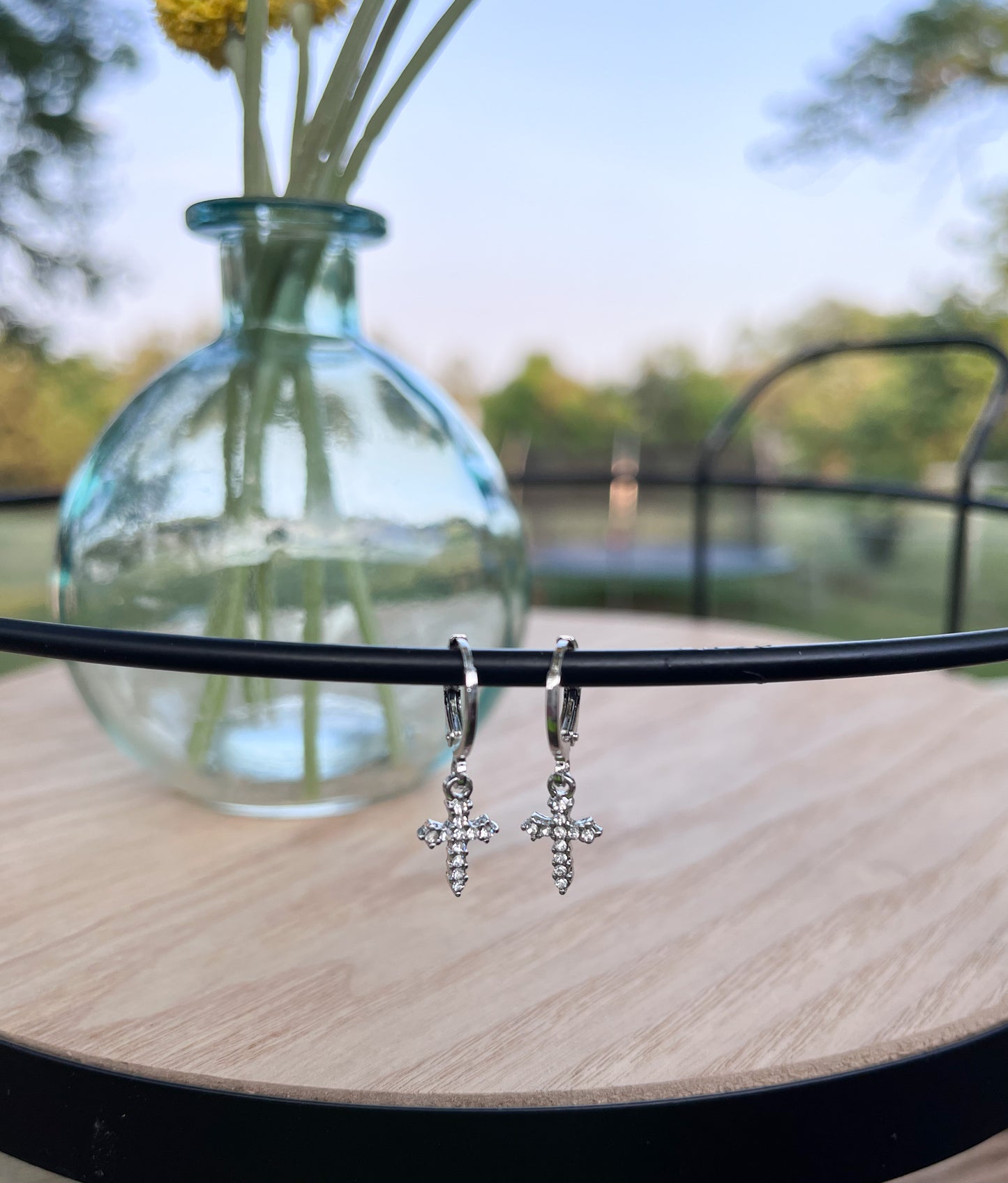 Silver Cross Huggie Hoops