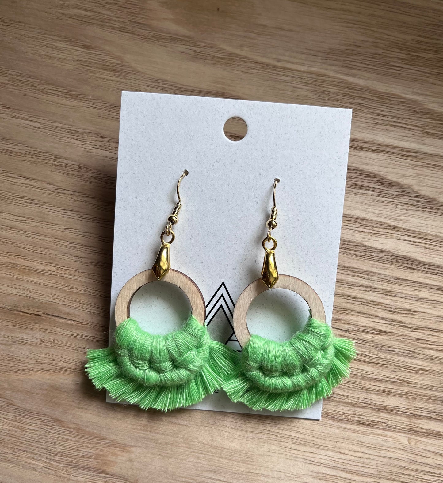 Lime Green Wooden Earrings