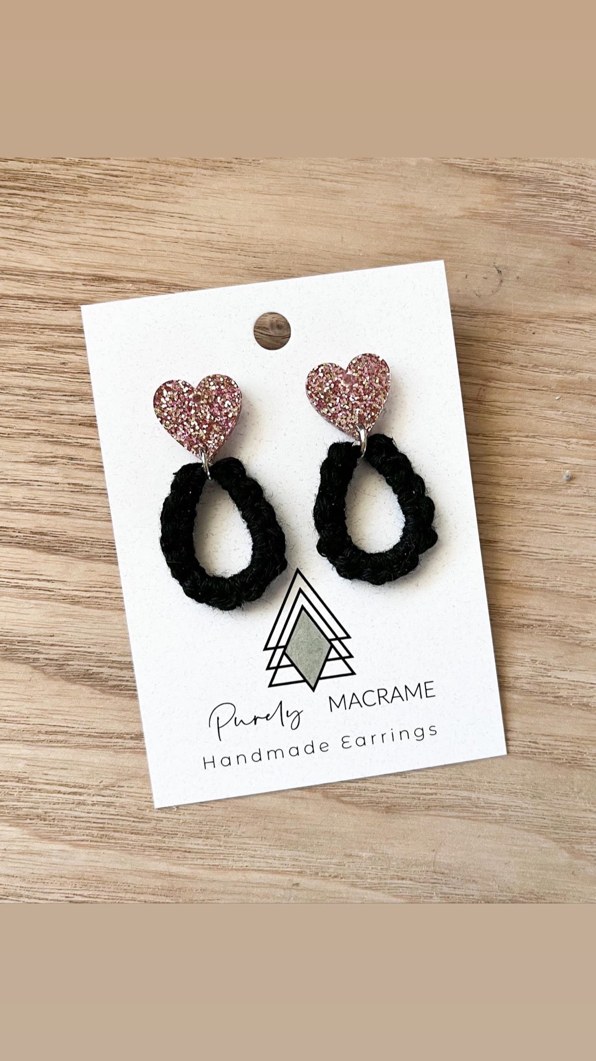 Rose Gold & Black Heart Studs