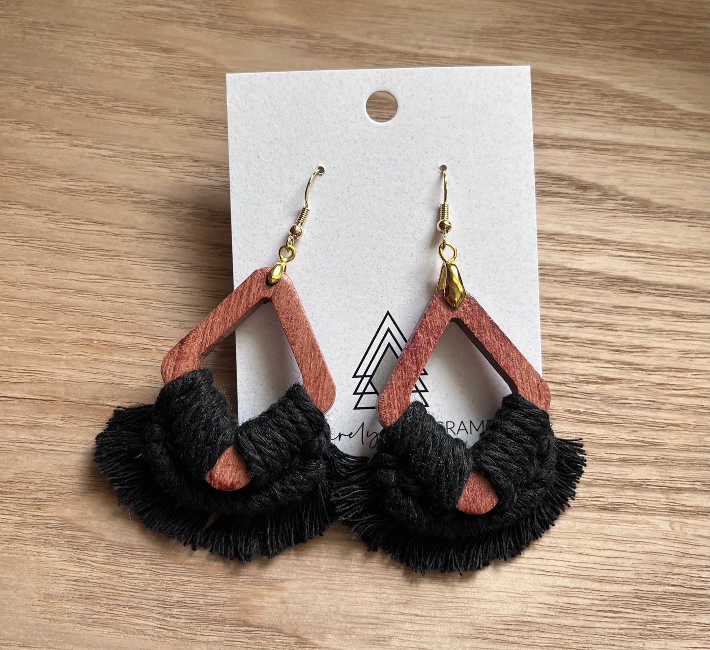 Black Wooden Teardrop Earrings