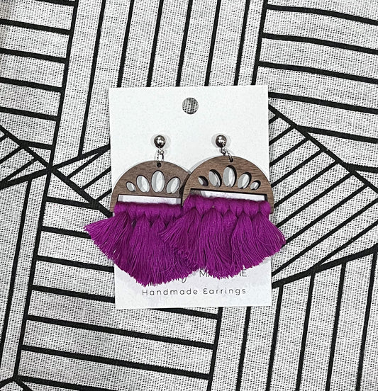 Wooden Half Moon Earrings