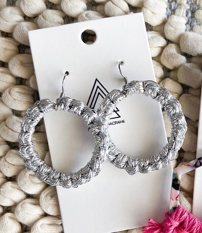 Metallic silver Hoops