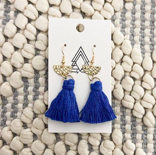 Royal Blue & Gold Dangly Earrings
