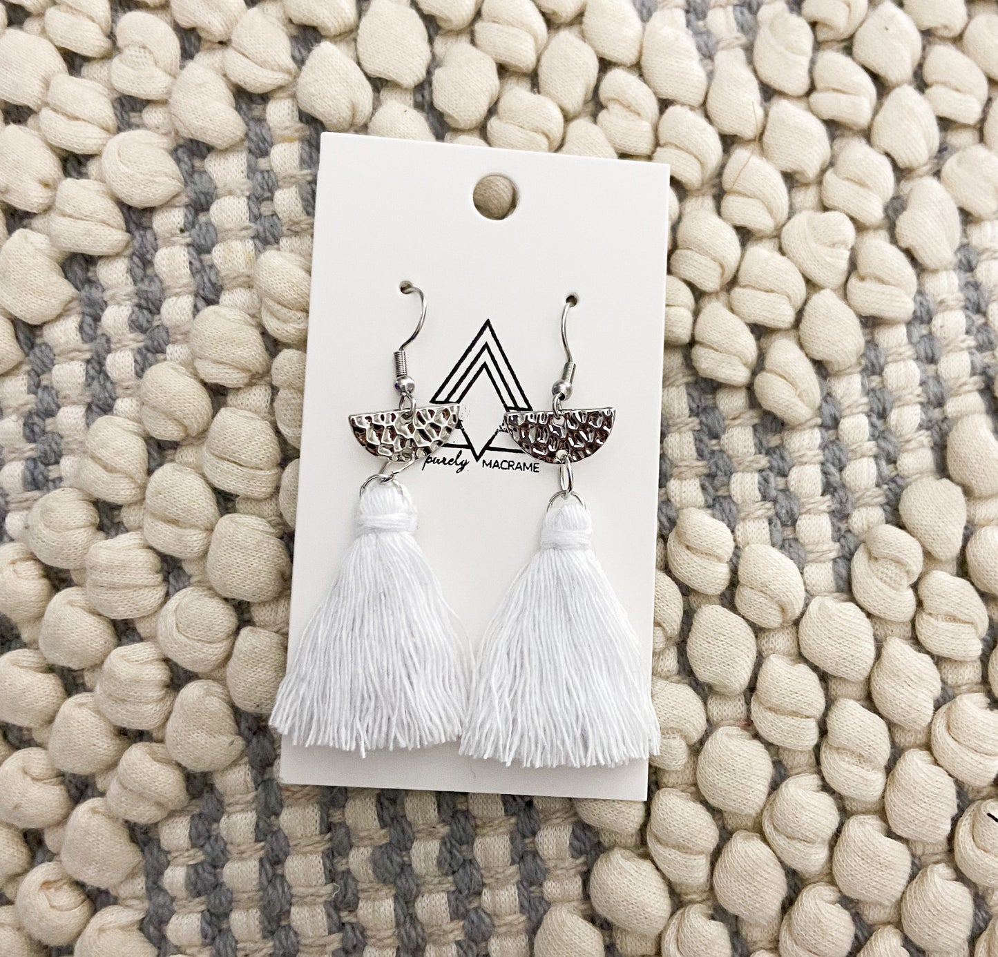 White & Silver Dangly Earrings