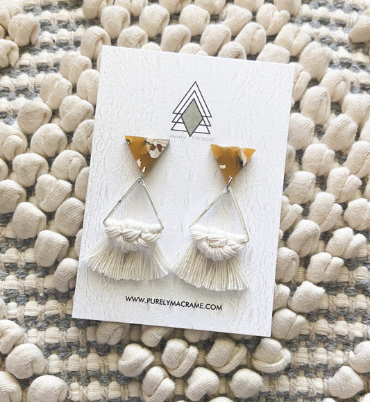 Cream Triangle Studs