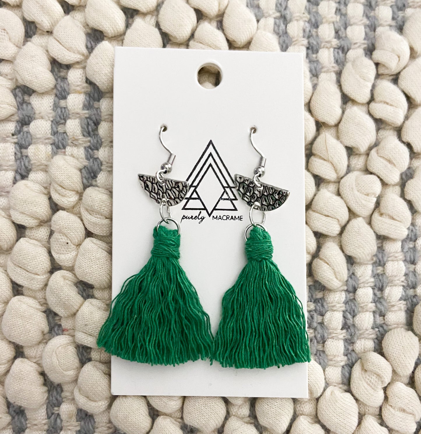 Emerald & Silver Dangly Earrings