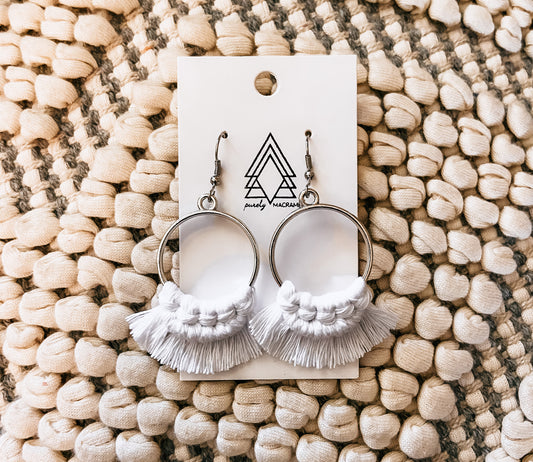 White Hoop Earrings