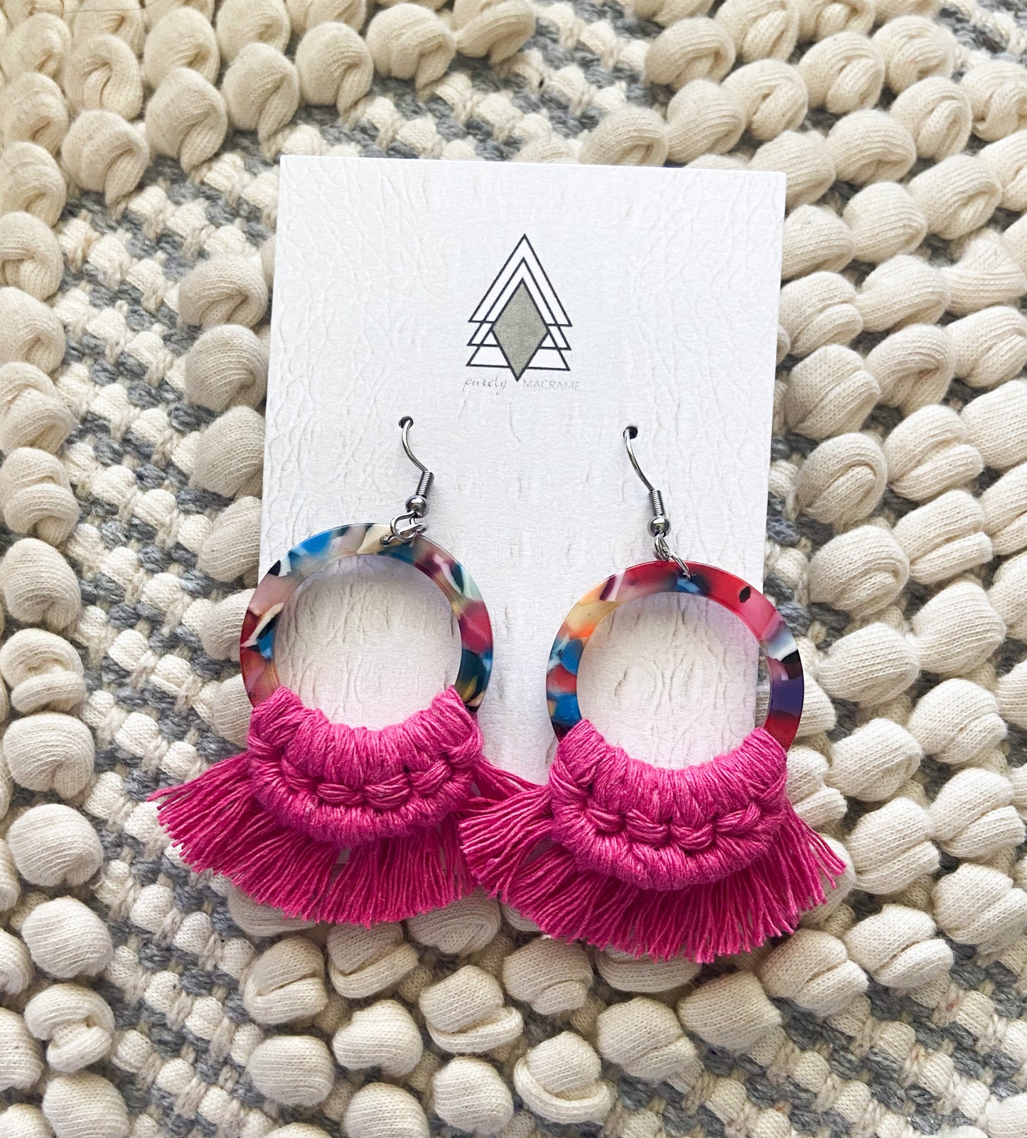 Hot Pink Tortoise Shell Earrings