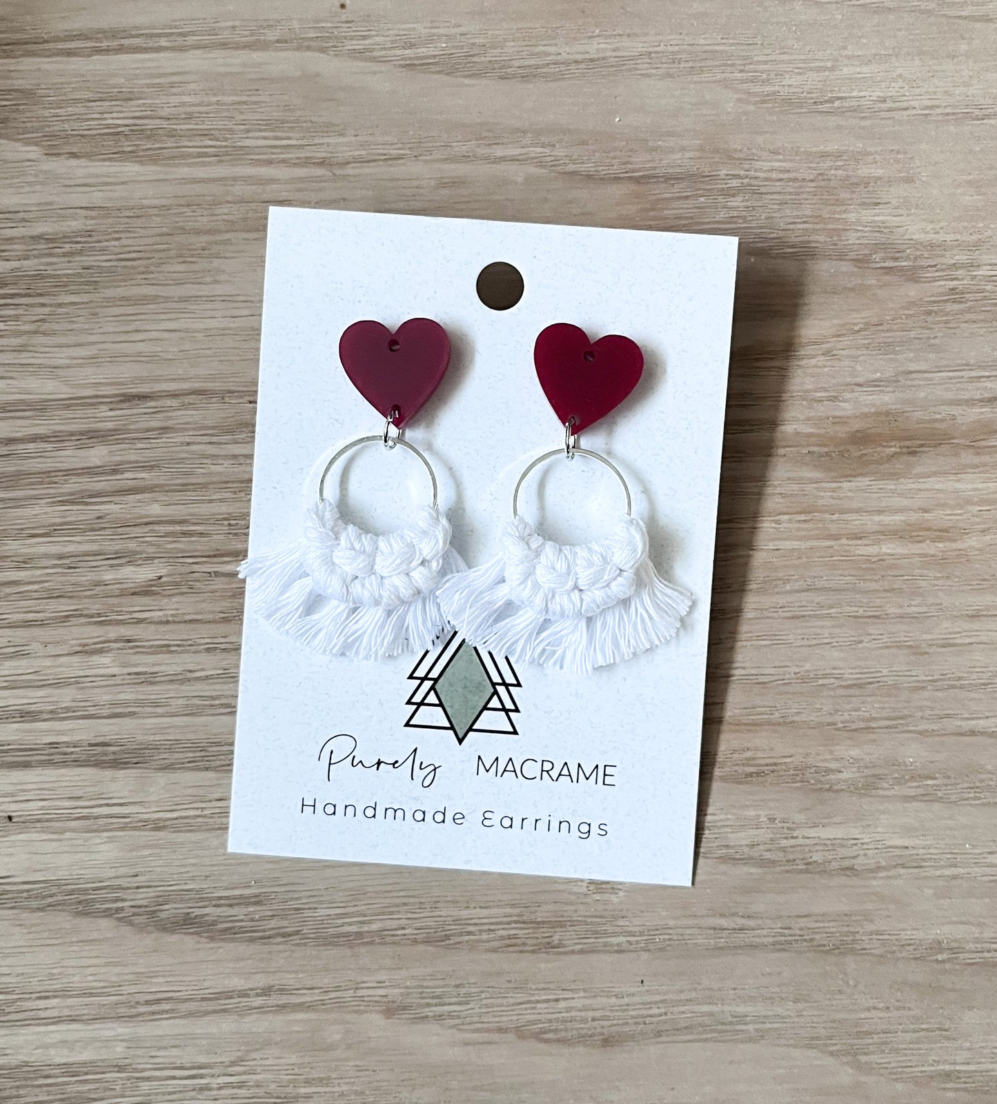 Red Hearts & White Macrame