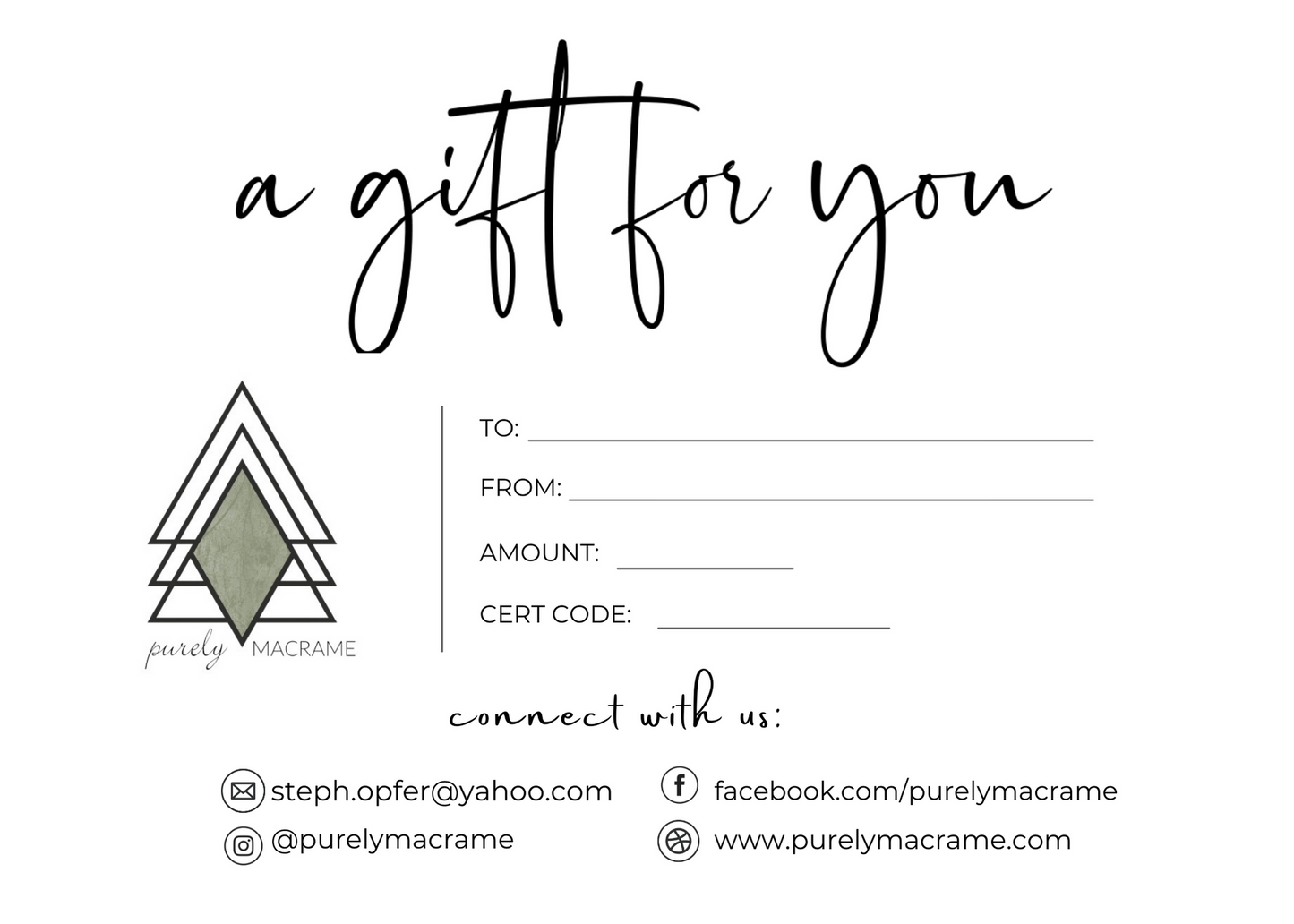 Purely Macrame Gift Certificate