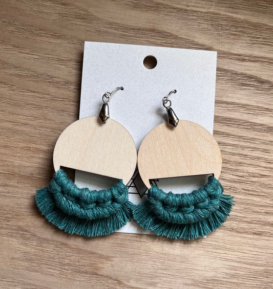 Teal Wooden Earrings