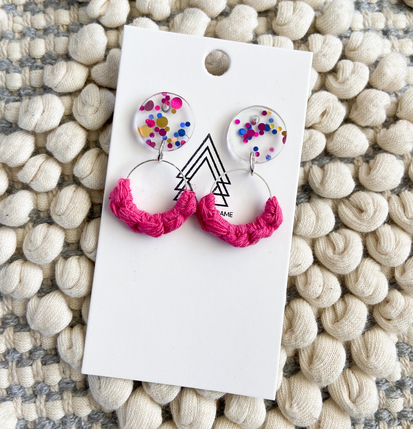 Hot Pink Confetti Studs