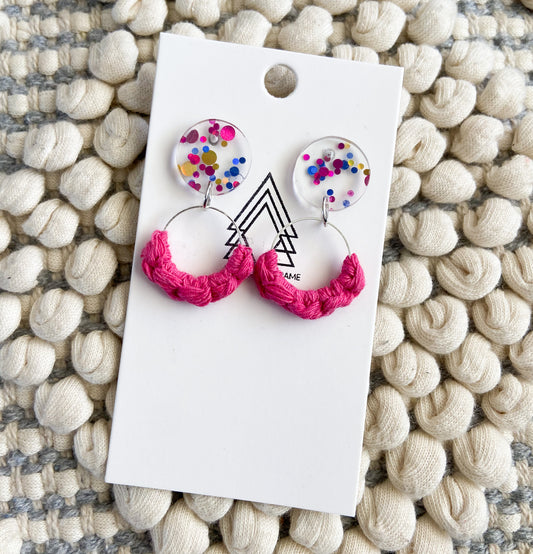 Hot Pink Confetti Studs